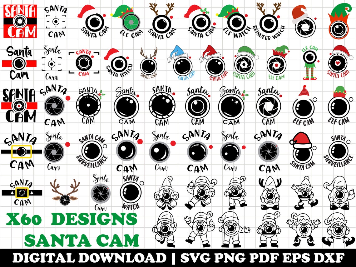 Santa Cam Svg Bundle, Santa Cam Svg, Elf Cam Svg, Reindeer Cam Svg ...