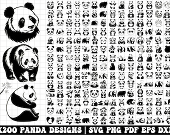 Paquete de archivos SVG de pandas, imágenes prediseñadas para corte con Cricut (descarga digital)