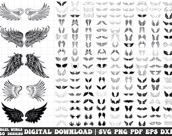 Engelsflügel SVG Bundle, RIP PNG Datei (Digitaler Download)