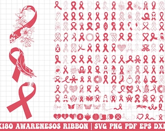 Awareness Ribbon SVG Bundle, Cancer Ribbon, Vector, PNG (Digital Download)