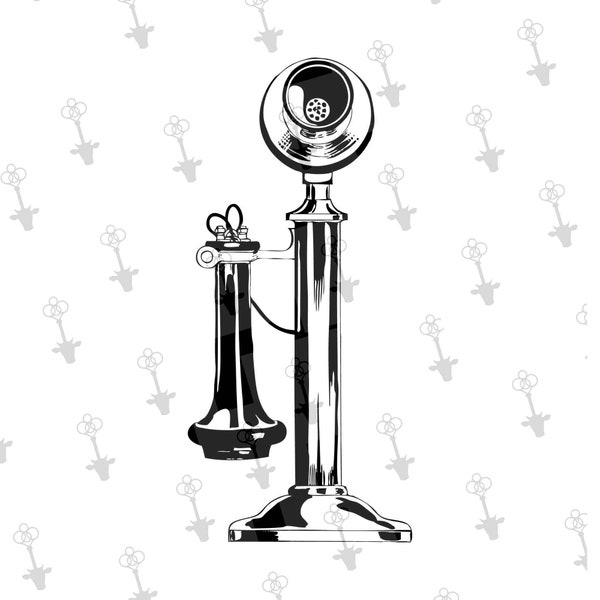 Vintage illustrated telephone PNG & JPEG Digital files download. phone, Sketch, handset