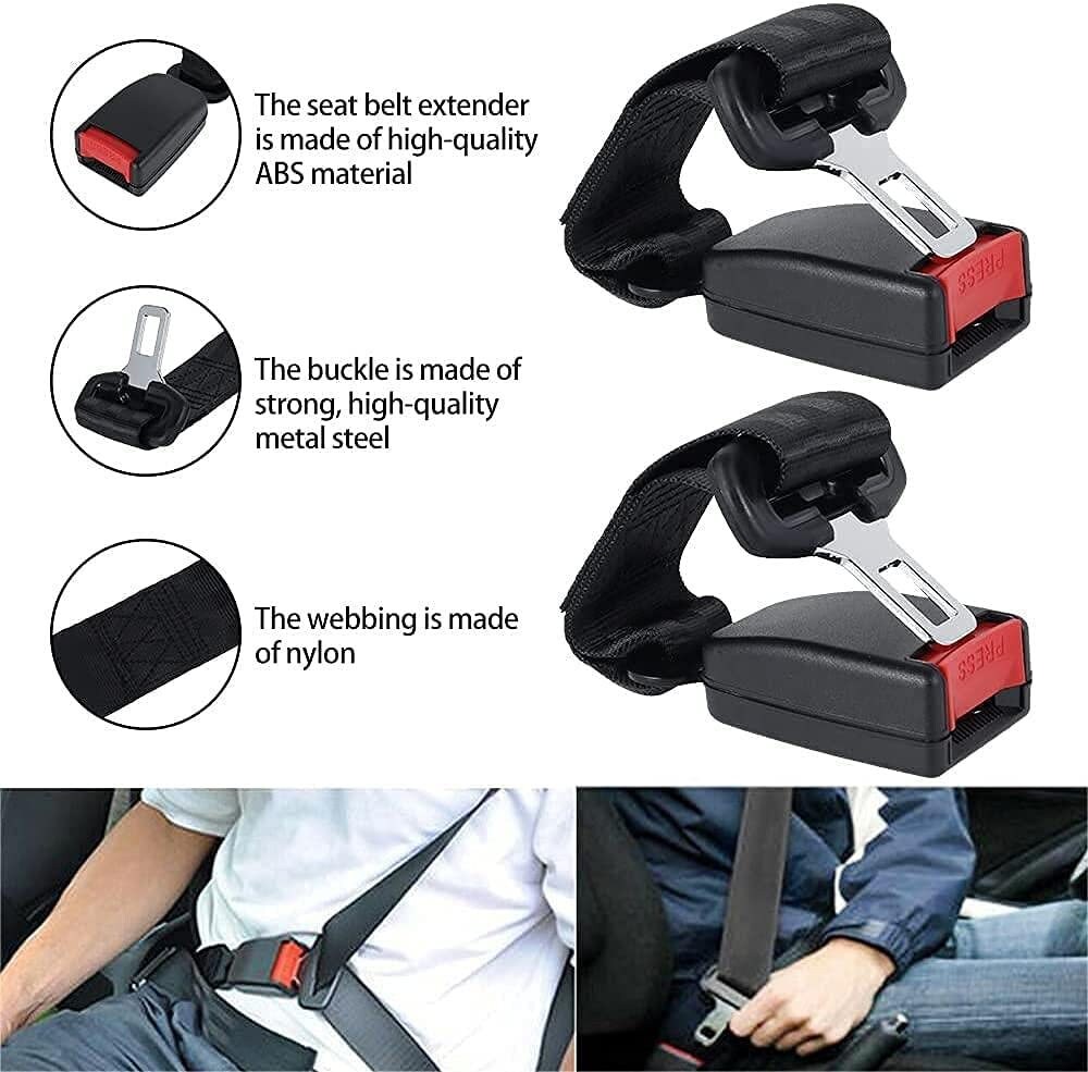 UK Car Seat Belt Extender Safety Buckle Clip Universal Adjustable BLACK