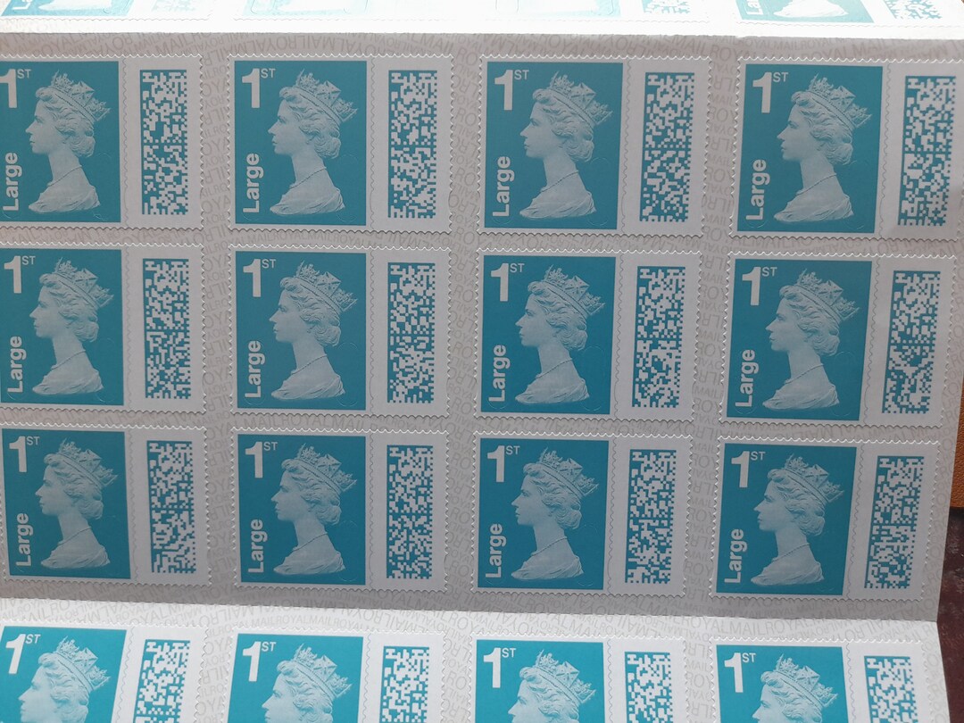50 Royal Mail 1st Class Large Letter Stamps Barcoded Security Etsy