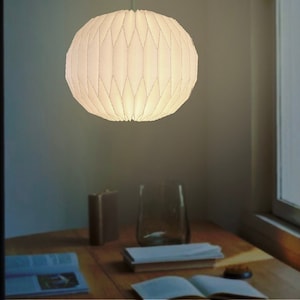 Round pendant Paper pendant lampshade, modern, Origami, pleat, geometric lighting, bedroom light, oval, japandi, Scandinavian, minimalistic