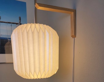 Lantern Origami Lamp | Japandi Hanging Lampshade | Lantern drum Wall Light | Bedside Reading lamp| Scandinavian Lighting | pine oak Sconce