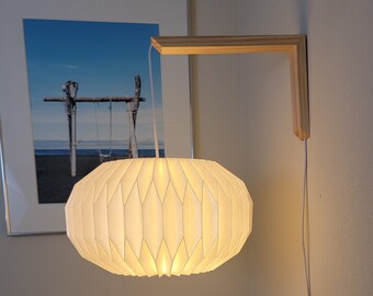 Origami Chandelier Lamp | Japandi Hanging Lampshade | Oval Wall Light | Bedside Reading lamp| Scandinavian Lighting | pine or oak Sconce