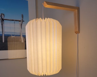 XL Long lantern wall light- modern and minimalist wall lamp, bedside sconce, reading hanging light, pleated, geometric lighting, globe lamp,