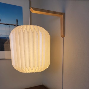 Lantern Origami Lamp | Japandi Hanging Lampshade | Lantern drum Wall Light | Bedside Reading lamp| Scandinavian Lighting | pine oak Sconce