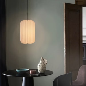 Drum Lantern Paper pendant lampshade, modern, Origami, pleat, geometric lighting, bedroom light, oval, japandi, Scandinavian, minimalistic