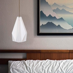 Prisma geometric large pendant  - modern Origami Paper Lampshade, minimalist lamp, kid bedroom pendant, white, japandi, scandinavian pendant