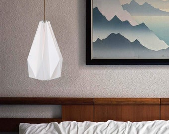 Prisma geometric large pendant  - modern Origami Paper Lampshade, minimalist lamp, kid bedroom pendant, white, japandi, scandinavian pendant