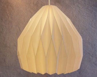 Acorn origami  Large lampshade - modern and minimalist paper shade, geometric  white shade for ceiling pendant, accent pendant.