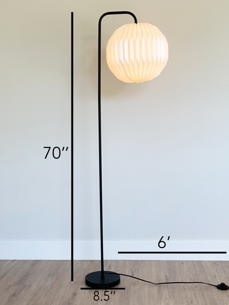Brass Floor Lamp | Empire Pleated Shade Lamp | Bedside Lighting | Living Room Lighting | Mid ...