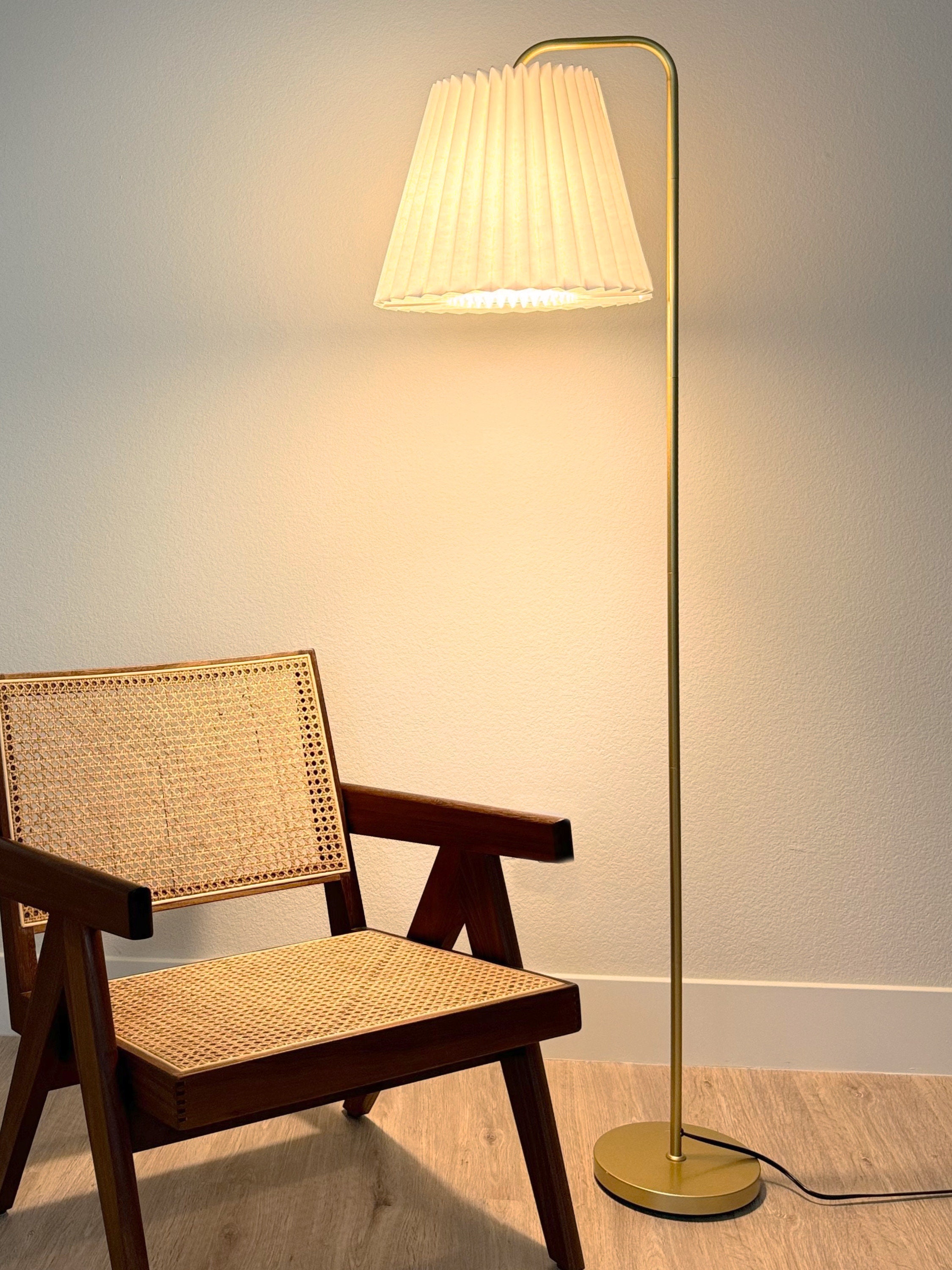 Brass Floor Lamp | Empire Pleated Shade Lamp | Bedside Lighting ...