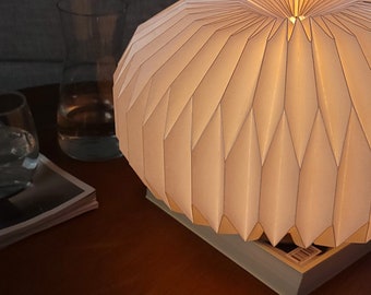 SPHERE L - Dimmable, modern origami table lamp, white, JAPANDI, side table lamp, kid night light, Scandinavian, bedside lamp, kid desk lamp,