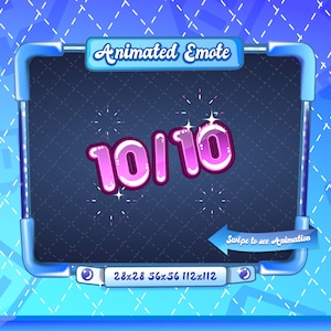 ANIMOWANA + STATYCZNA EMOCJA | 10/10, 1010 emotka, Animowana emotka 10/10, 10 emotka, Tekstowa emotka, 1010 emotka dla streamerów Discord i Twitch