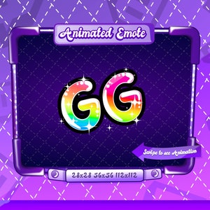 EMOTE ANIMATA + STATICA / gg, Emote animata Good Game, Emote Rainbow Good Game V7, Emote Good Game, Emote testo, Emote per streamer Twitch