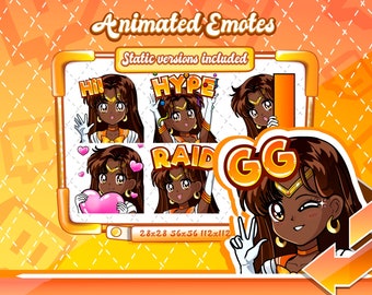 ANIMATED + STATIC EMOTES | 90's Anime glam emotes, Animated Black girl emotes, Kawaii, Black girl twitch Emotes, Black Emotes for Streamers