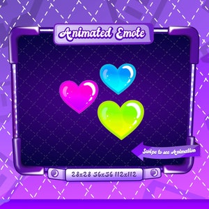 GEANIMEERD + STATISCHE EMOTE | Neon vallende harten, hart-emotes, liefdeshart-emote, emote, hart-emote, emote, hart-emote voor onenigheid en twitch