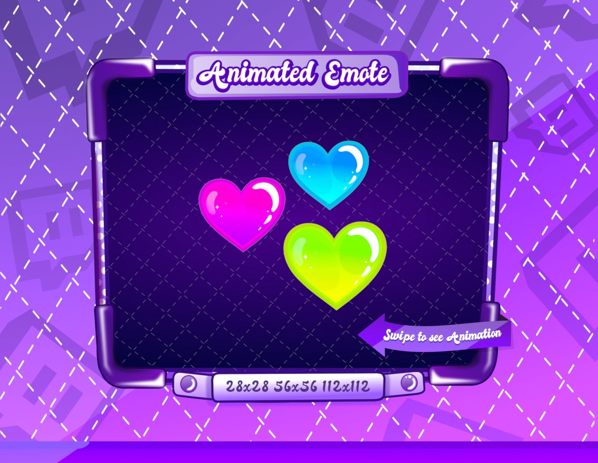 ANIMATED STATIC EMOTE Neon Falling Hearts, Heart Emotes, Love Heart