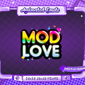 GEANIMEERDE + STATISCHE EMOTE | Mod Love, Animated Mod Love Emote, Mod Love V9 Sparkle Emote, Mod Love Emote voor Discord en Twitch Streamers