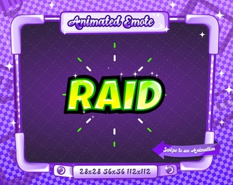 ANIMATED + STATIC EMOTE | Raid, Animated Raid Emote, Raid Sparkle Emote Version 11, Green Raid Emote for Discord and Twitch Streamers