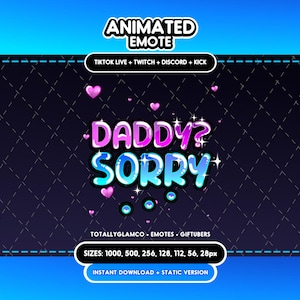 Animated + Static Daddy Sorry Emote | Twitch, Discord, TikTok | Digital Download