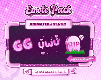 Emote Pack | Animiertes + Statisches uwu, Animiertes uwu Emote, Rip Emote, Uwu emote, rip, uwu, gg, Gg Emote, pink emotes, pink emote pack, pink