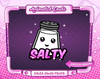 ANIMATED + STATIC EMOTE | Salty, kawaii, Animated Salty Emote, Salty Sparkle Emote Version 2, Salty Emote for Discord and Twitch Streamers