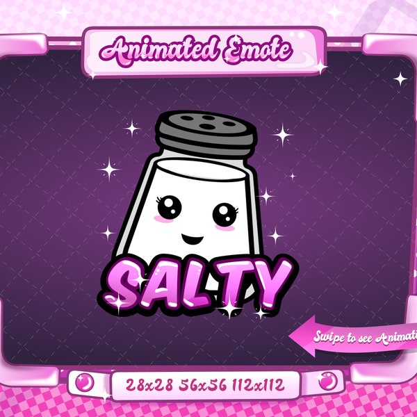 | D’EMOTE ANIMÉ + STATIQUE Salty, kawaii, Animated Salty Emote, Salty Sparkle Emote Version 2, Salty Emote pour Discord et Twitch Streamers