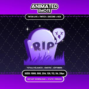 Animated + Static Purple RIP Emote | Twitch/Discord | Digital Download