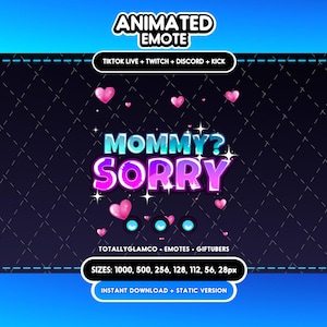 ANIMATED + STATIC EMOTE | Mommy sorry, Mommy Sorry emote, Animated Mommy Sorry Emote, Mommy sorry V2, Mommy Sorry Emote for Twitch Streamers
