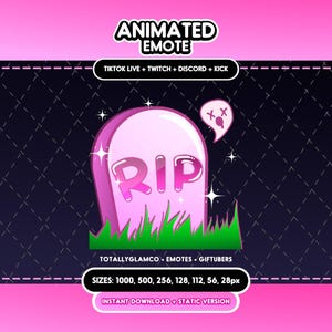 Animated + Static RIP Emote | Sparkle Tombstone for Twitch, Discord | Digital Download