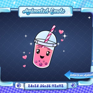 ANIMATED + STATIC EMOTE | Kawaii Boba Tea, Animated Boba Tea Emote, Boba Tea Sparkle Emote, Boba Tea Emote for Discord and Twitch Streamers