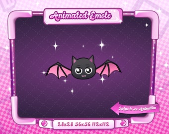 | D’EMOTE ANIMÉ + STATIQUE Émoticônes de chauve-souris, Emotes de chauve-souris animées, chauve-souris mignonne, Emotes d’Halloween, Emotes de chauve-souris, Emotes pour Discord et Streamers Twitch