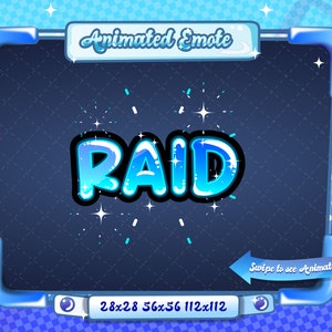 ANIMIERTE + STATISCHE EMOTE | Raid, Animiertes Raid Emote, Blaues Raid Emote Version 9, Raid Emote blau, Raid Emote für Discord und Twitch Streamer