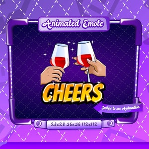 GEANIMEERD + STATISCHE EMOTE | Proost, geanimeerde proost-emote, proost V2-emote, proost-emote, wijn-emote, proost-emote voor Twitch-streamers