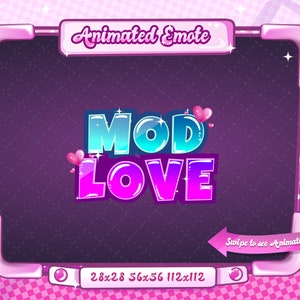 GEANIMEERDE + STATISCHE EMOTE | Mod Love, Animated Mod Love Emote, Mod Love Sparkle Emote, Mod Love Emote voor Discord en Twitch Streamers