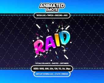 ANIMATED + STATIC EMOTE | Raid, Animated Raid Emote, Raid Sparkle Emote Version 6, Rainbow Raid Emote for Discord and Twitch Streamers