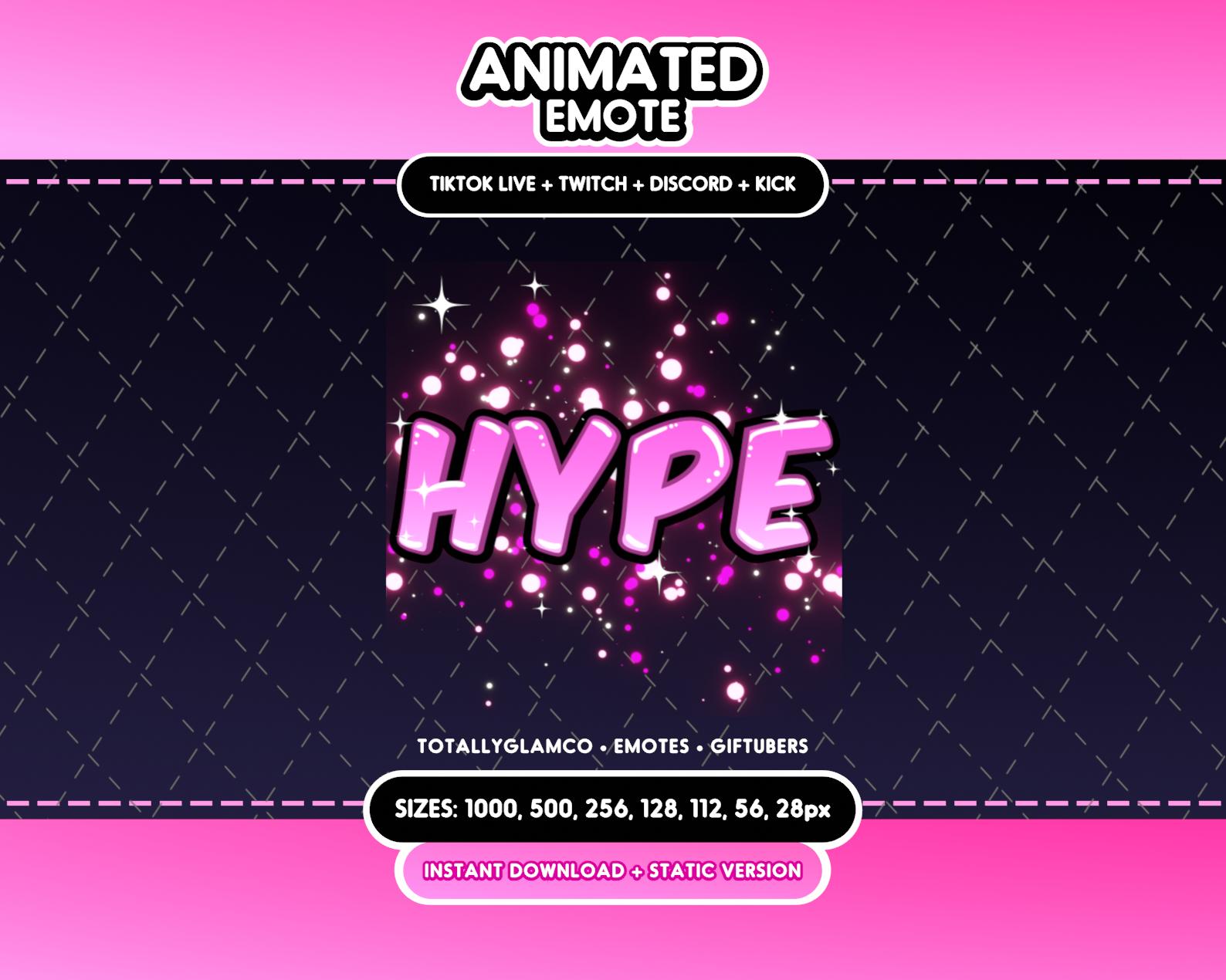 ANIMIERTES + STATISCHES EMOTE | Hype Emote, Animiertes Hype Emote V6, Hype Sparkle Emote, Hype Emote für Discord und Twitch Streamer