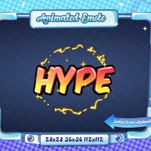GEANIMEERDE + STATISCHE EMOTE | Hype Emote, Animated Hype Emote, Hype Sparkle Emote, Hype Emote voor Discord en Twitch Streamers