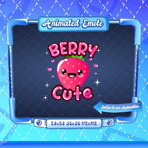 ANIMATED + STATIC EMOTE | Kawaii Berry Cute, Animated Berry Cute Emote, Berry cute Sparkle Emote, Tea Emote for Discord and Twitch Streamers