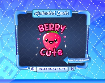 ANIMATED + STATIC EMOTE | Kawaii Berry Cute, Animated Berry Cute Emote, Berry cute Sparkle Emote, Tea Emote for Discord and Twitch Streamers