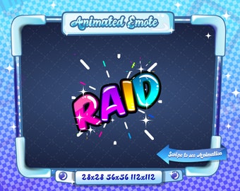 ANIMATED + STATIC EMOTE | Raid, Animated Raid Emote, Raid Sparkle Emote Version 6, Rainbow Raid Emote for Discord and Twitch Streamers