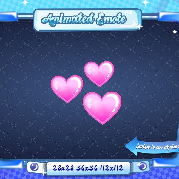 ANIMATED + STATIC EMOTE | Pink falling hearts, Heart Emotes, Love Heart Emote, Emote, Heart Emote, emote, Heart Emote for Discord and Twitch