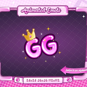 ANIMIERTES + STATISCHES EMOTE | gg, Animiertes rosa gg Emote, Good Game Sparkle Emote Version 8, Good Game Emote für Discord und Twitch Streamer