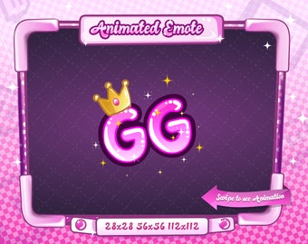 Animated + Static Pink GG Emote | Sparkle Good Game, Twitch/Discord | Digital Download