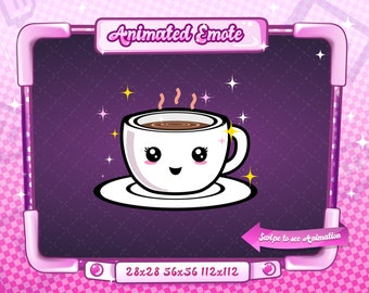 ANIMATED + STATIC EMOTE | Kawaii Tea, Animated Tea Emote, Tea Sparkle Emote, Tea Emote for Discord and Twitch Streamers