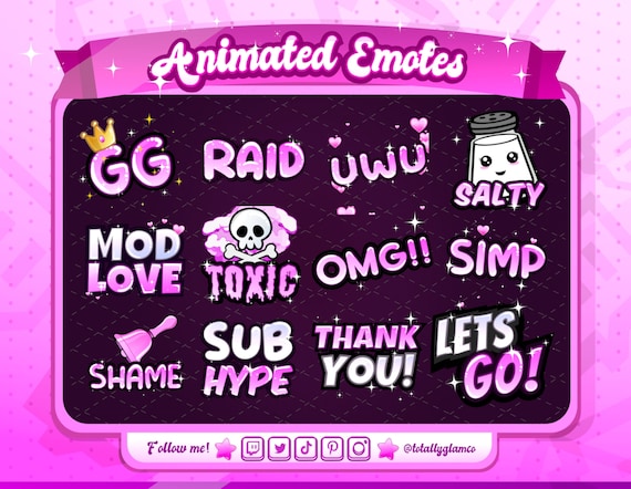 Animated + Static Pink Text Emote Starter Pack | Twitch, Discord | GIF, PNG