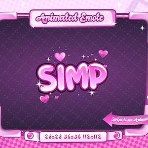 GEANIMEERD + STATISCHE EMOTE | simp Geanimeerde simp Emote, simp Sparkle Emote, Tekst Emote, simp, twitch simp, Simp Emote voor Twitch Streamers